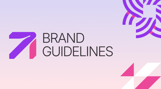 Brand guidelines document showing logo, colors, and typography standards